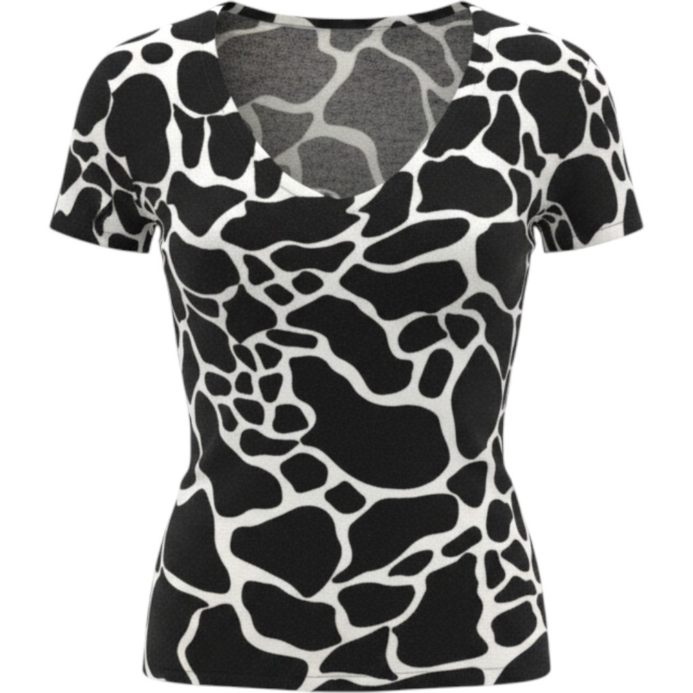Cache Animal Print Knit Top Size Medium Black White